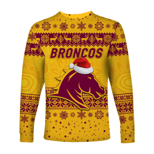brisbane-broncos-long-sleeve-shirts-christmas-simple-style-gold