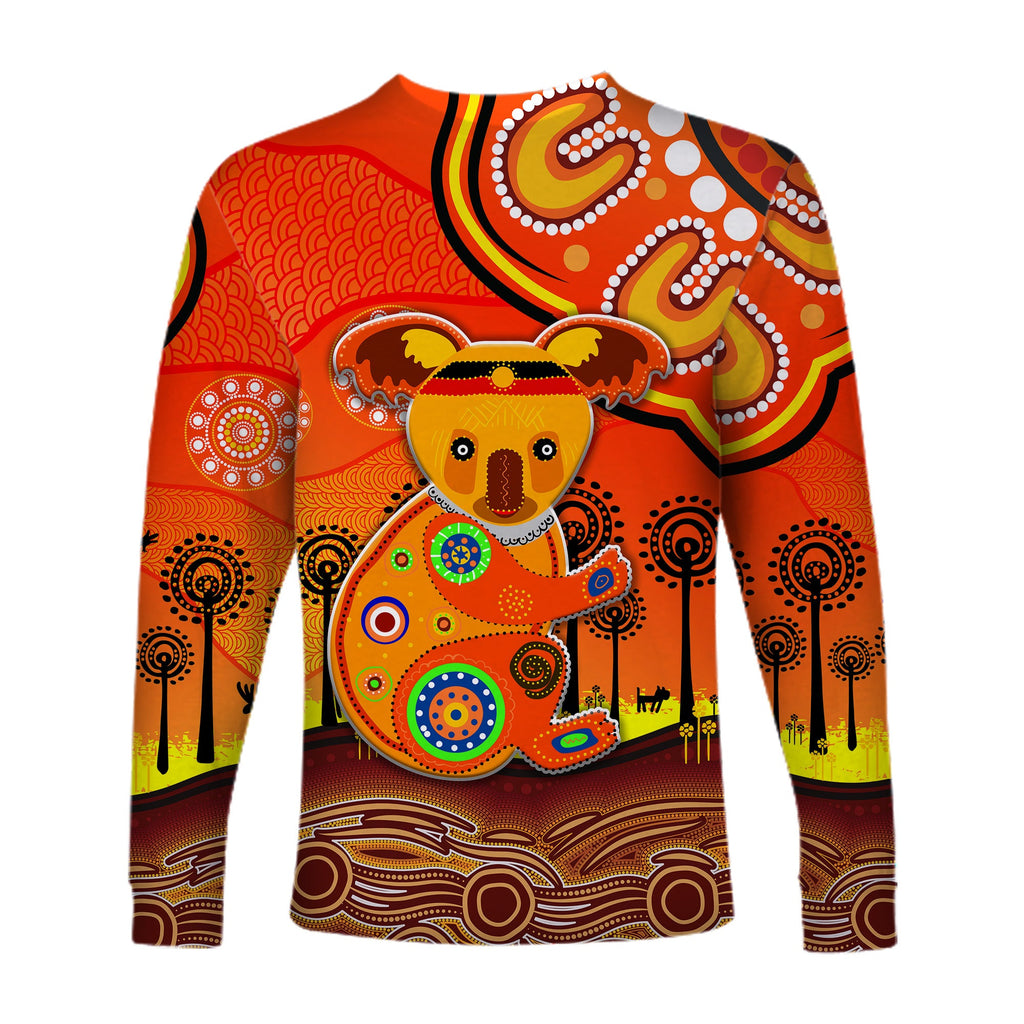 aboriginal-art-koala-long-sleeve-shirt-indigenous-unique-vibes-orange