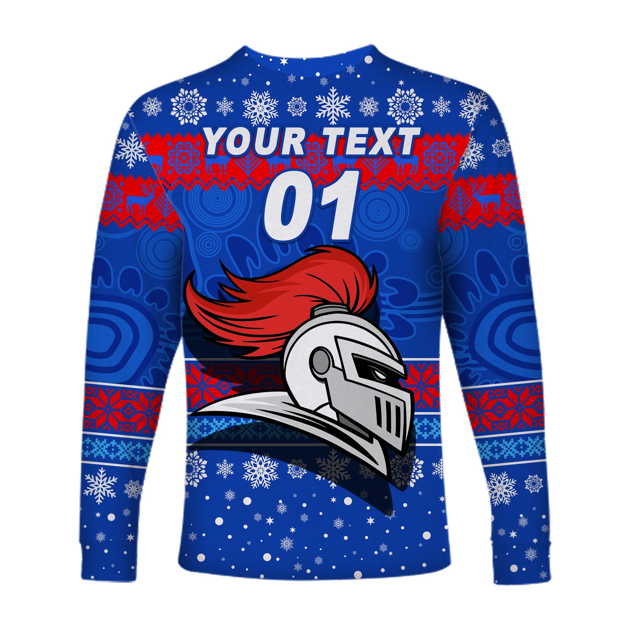 custom-personalised-newcastle-knights-long-sleeve-shirts-christmas-simple-style
