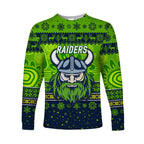 custom-personalised-canberra-raiders-long-sleeve-shirt-christmas-simple-style-navy-green