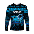 cronulla-sutherland-sharks-long-sleeve-shirts-christmas-simple-style-black