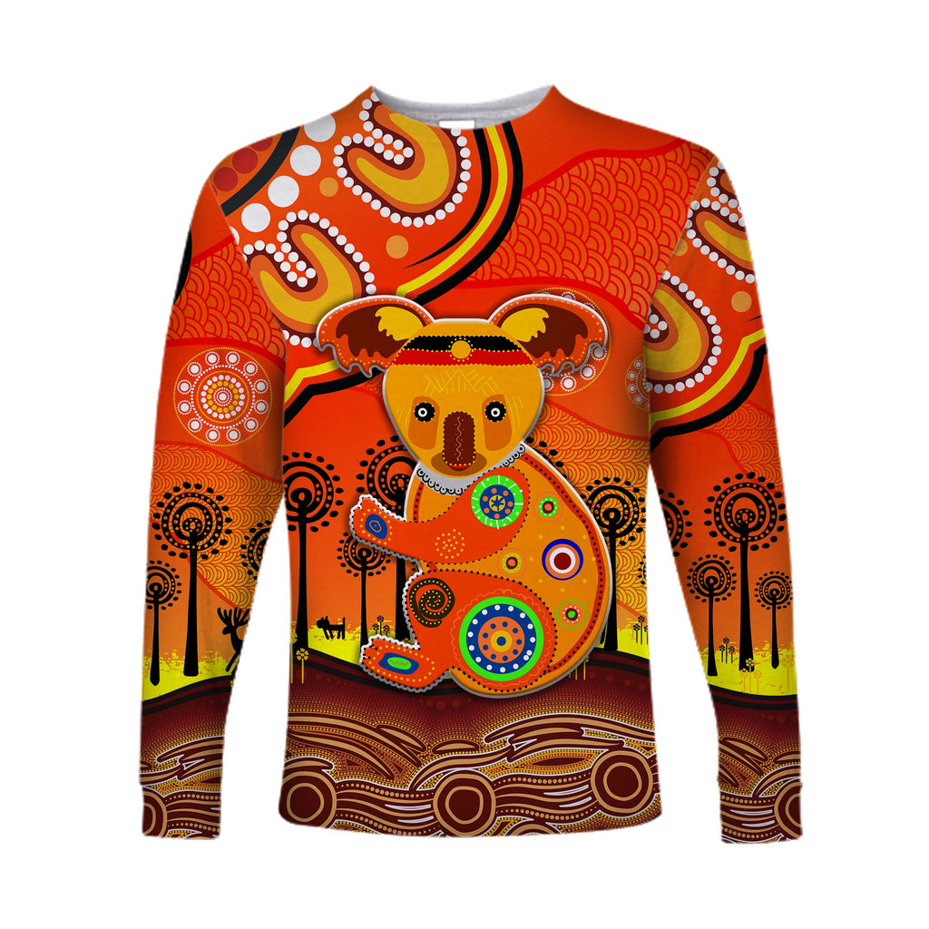 aboriginal-art-koala-long-sleeve-shirt-indigenous-unique-vibes-orange