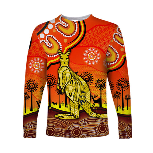 aboriginal-art-kangaroo-long-sleeve-shirt-indigenous-unique-vibes-orange