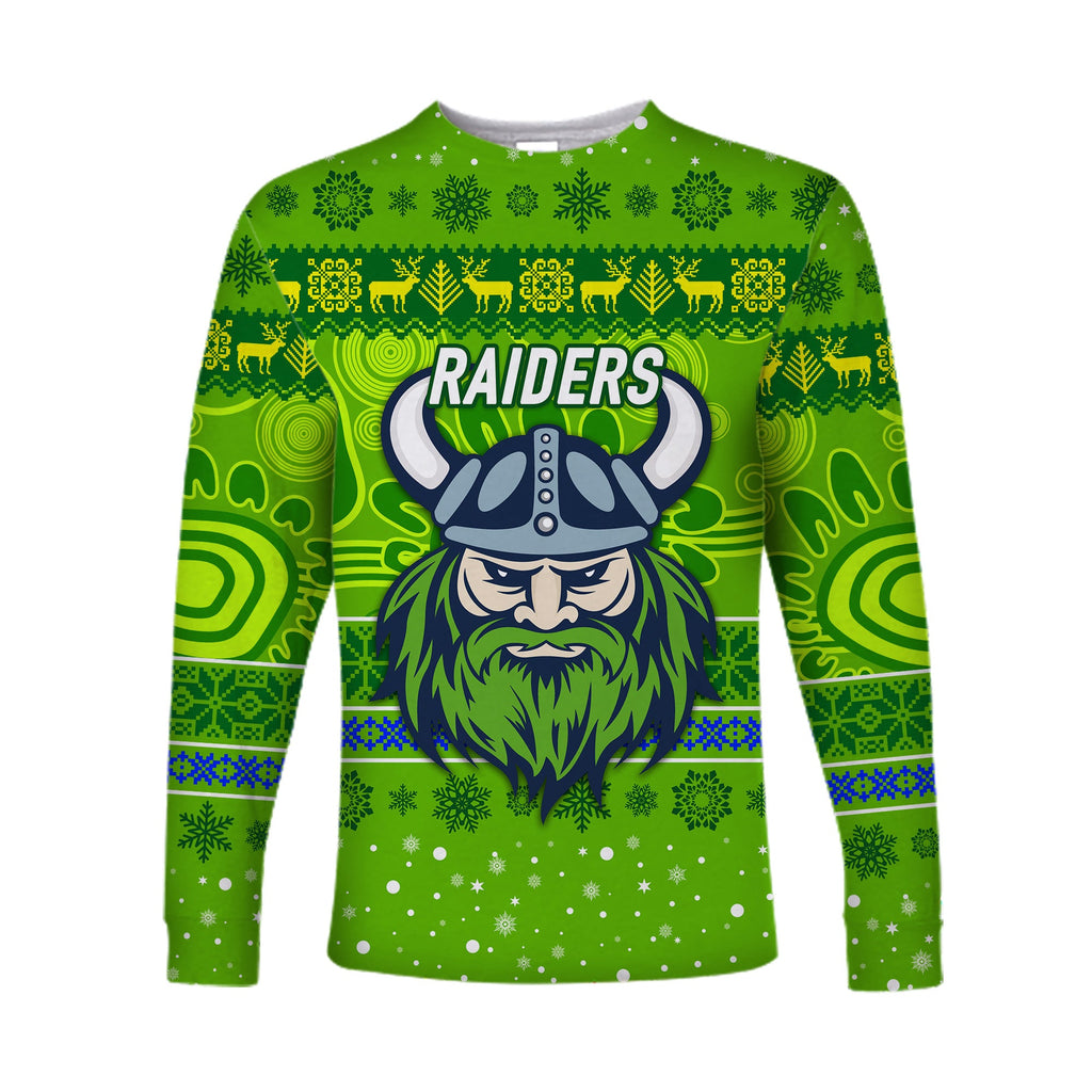 custom-personalised-canberra-raiders-long-sleeve-shirt-christmas-simple-style-green