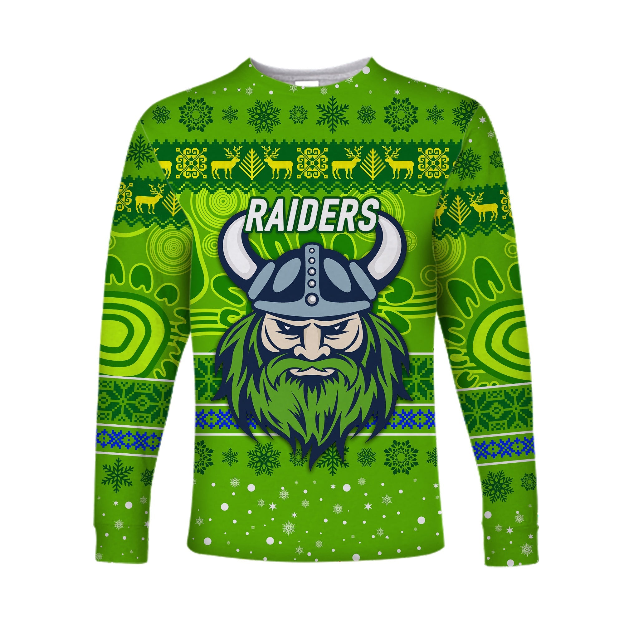 custom-personalised-canberra-raiders-long-sleeve-shirt-christmas-simple-style-green