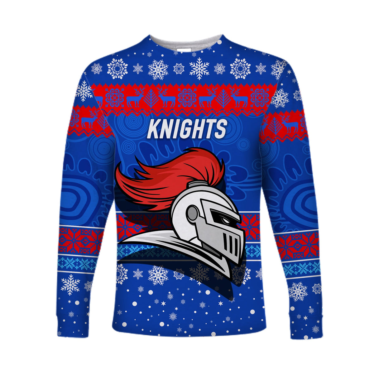 custom-personalised-newcastle-knights-long-sleeve-shirts-christmas-simple-style