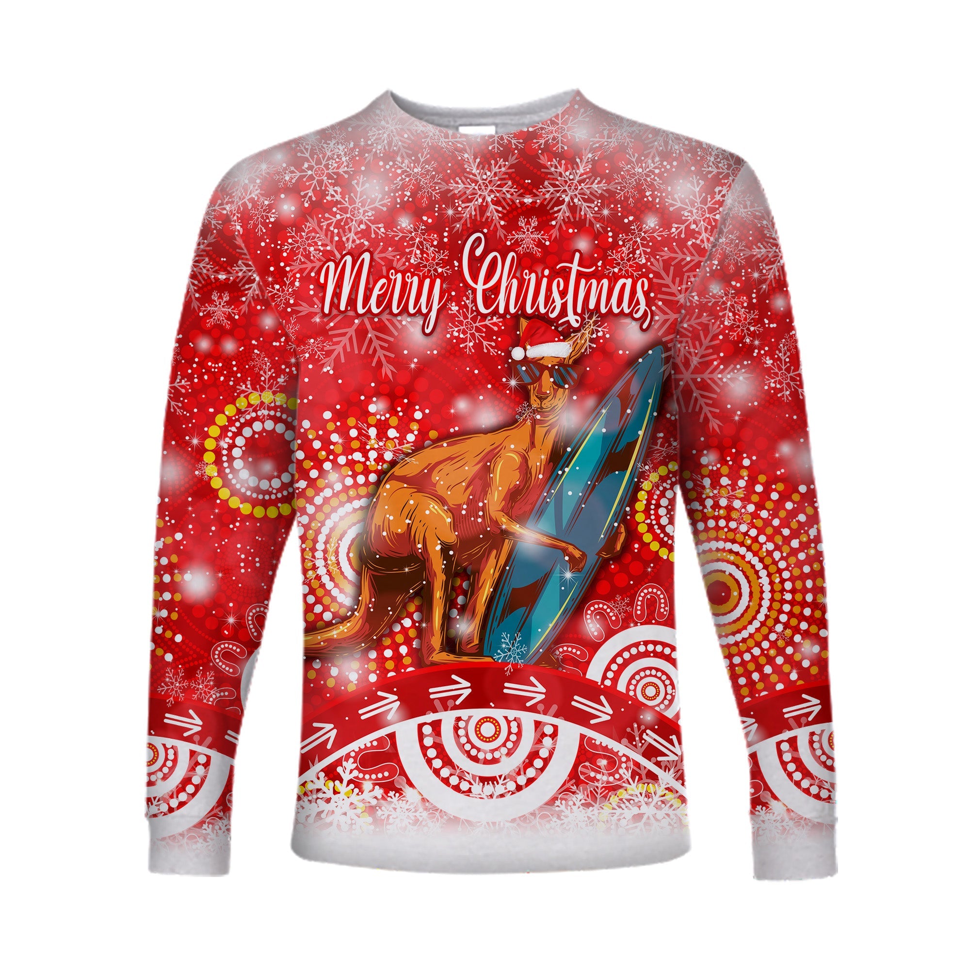 custom-personalised-australia-kangaroo-christmas-long-sleeve-shirt-original-style-red