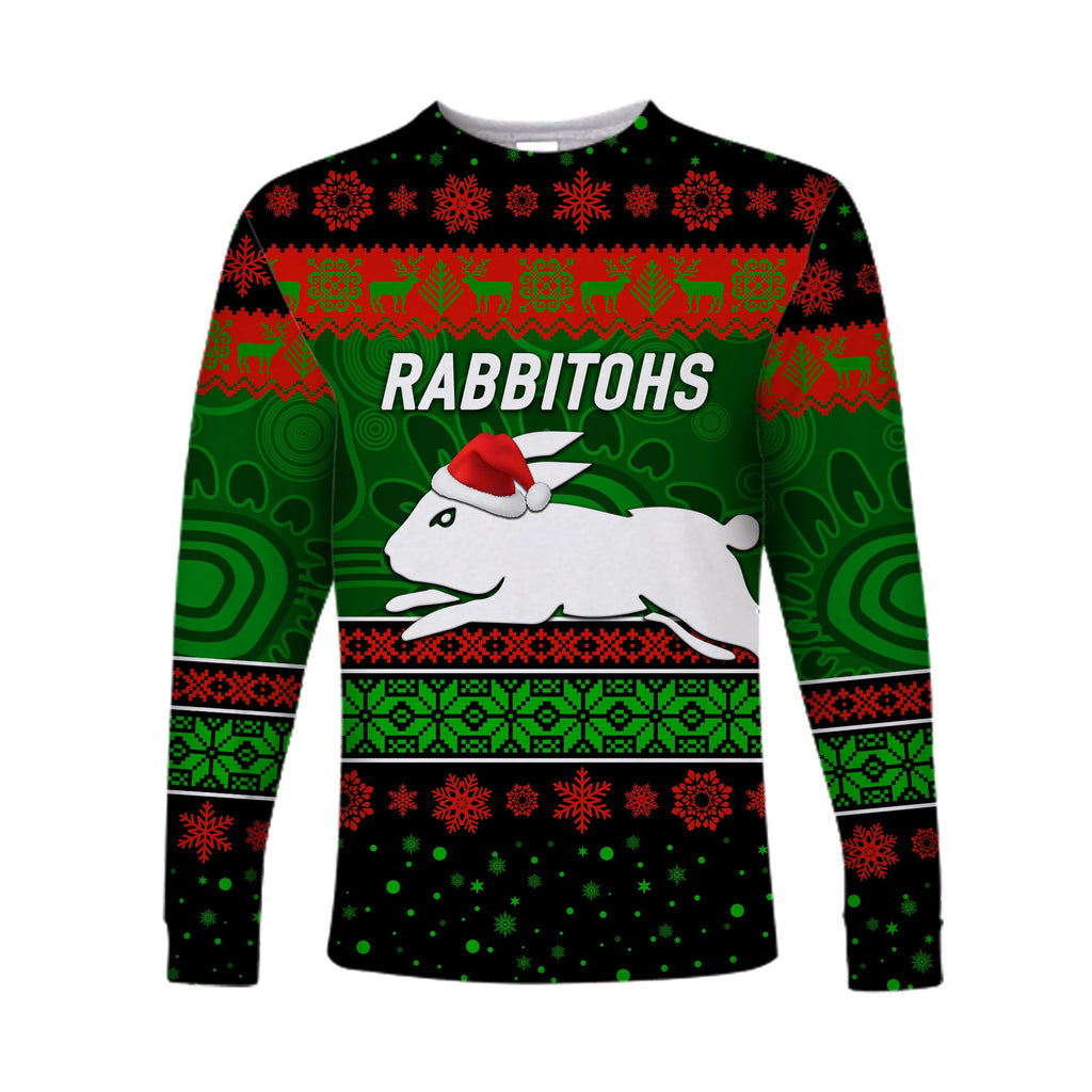 custom-personalised-south-sydney-rabbitohs-long-sleeve-shirt-christmas-simple-style-black