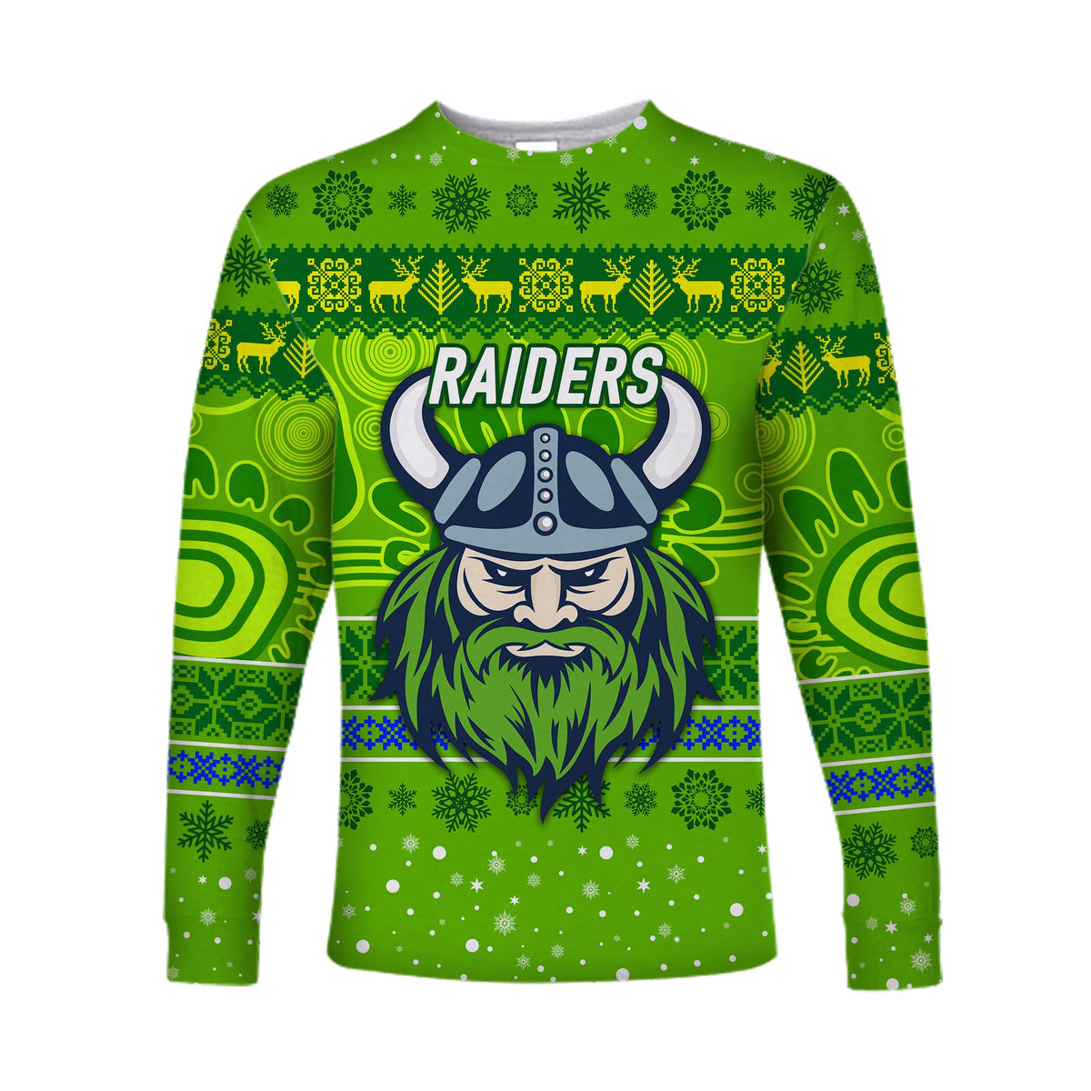 canberra-raiders-long-sleeve-shirts-christmas-simple-style-green