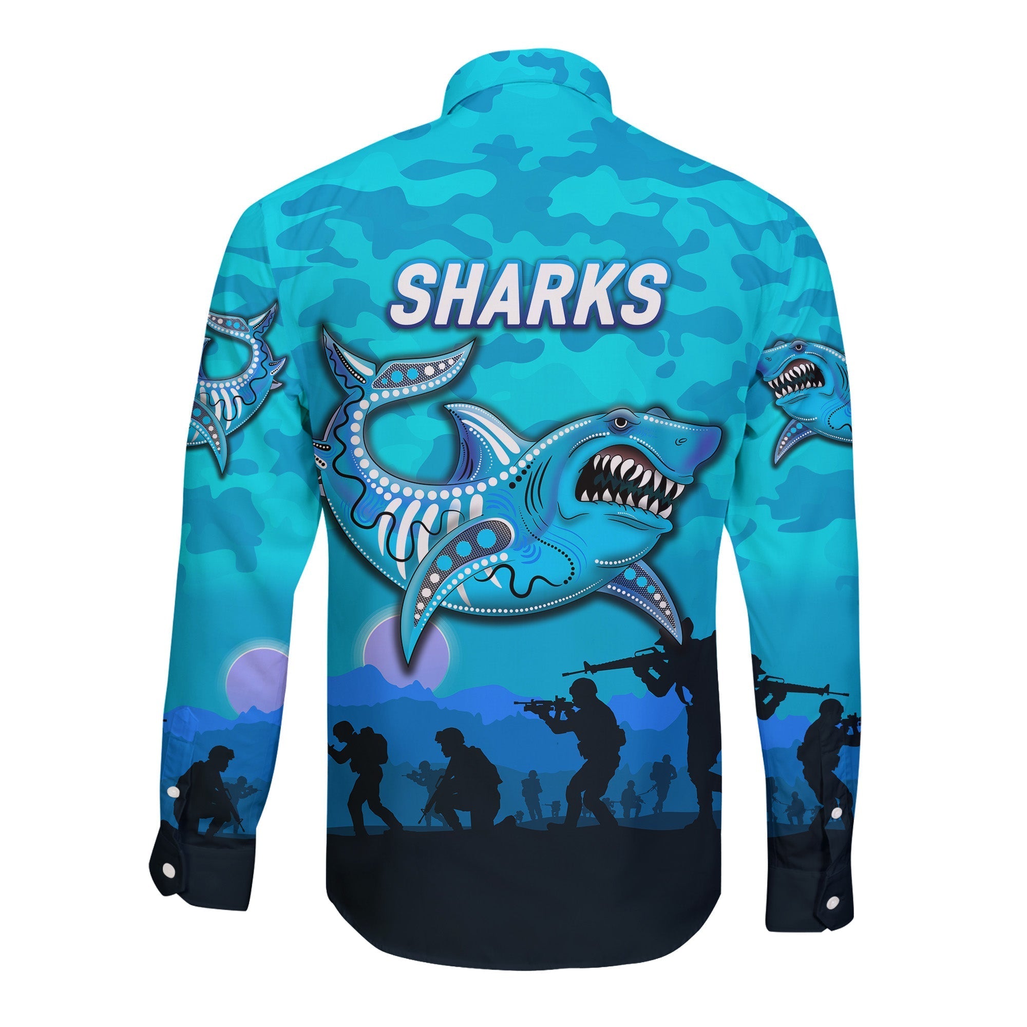cronulla-sutherland-sharks-anzac-2022-hawaii-long-sleeve-button-shirt-simple-style-blue
