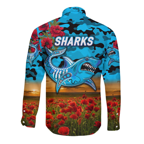 cronulla-sutherland-sharks-anzac-2022-hawaii-long-sleeve-button-shirt-poppy-flowers-vibes