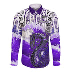 custom-personalised-manaia-maori-long-sleeve-button-shirt-fern-aotearoa-purple-waves