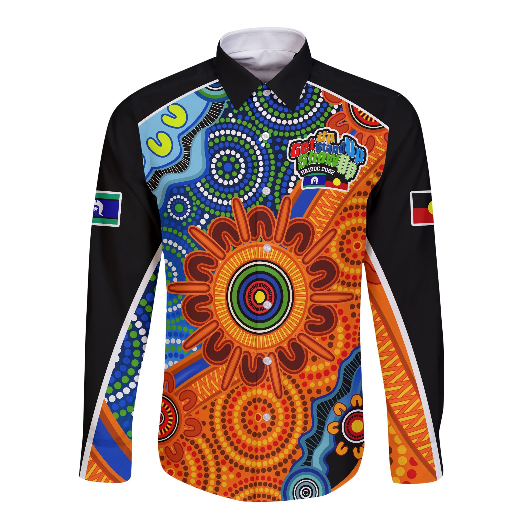 custom-text-and-number-naidoc-week-2022-long-sleeve-button-shirt-aboriginal-and-torres-strait-islander-together
