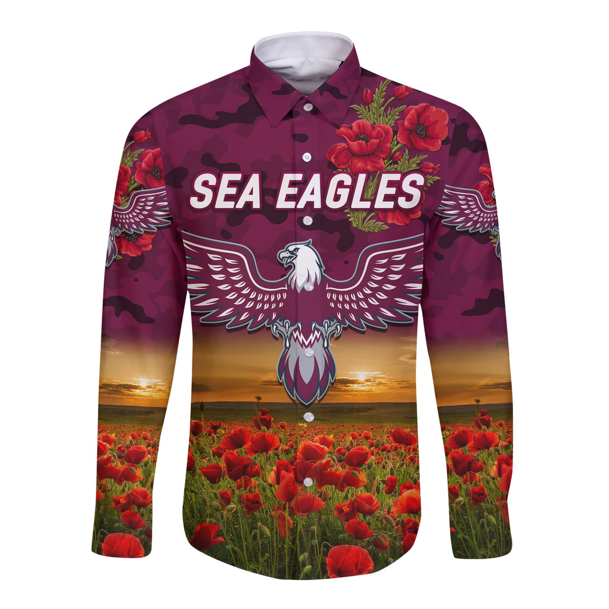 custom-personalised-manly-warringah-sea-eagles-anzac-2022-hawaii-long-sleeve-button-shirt-poppy-flowers-vibes