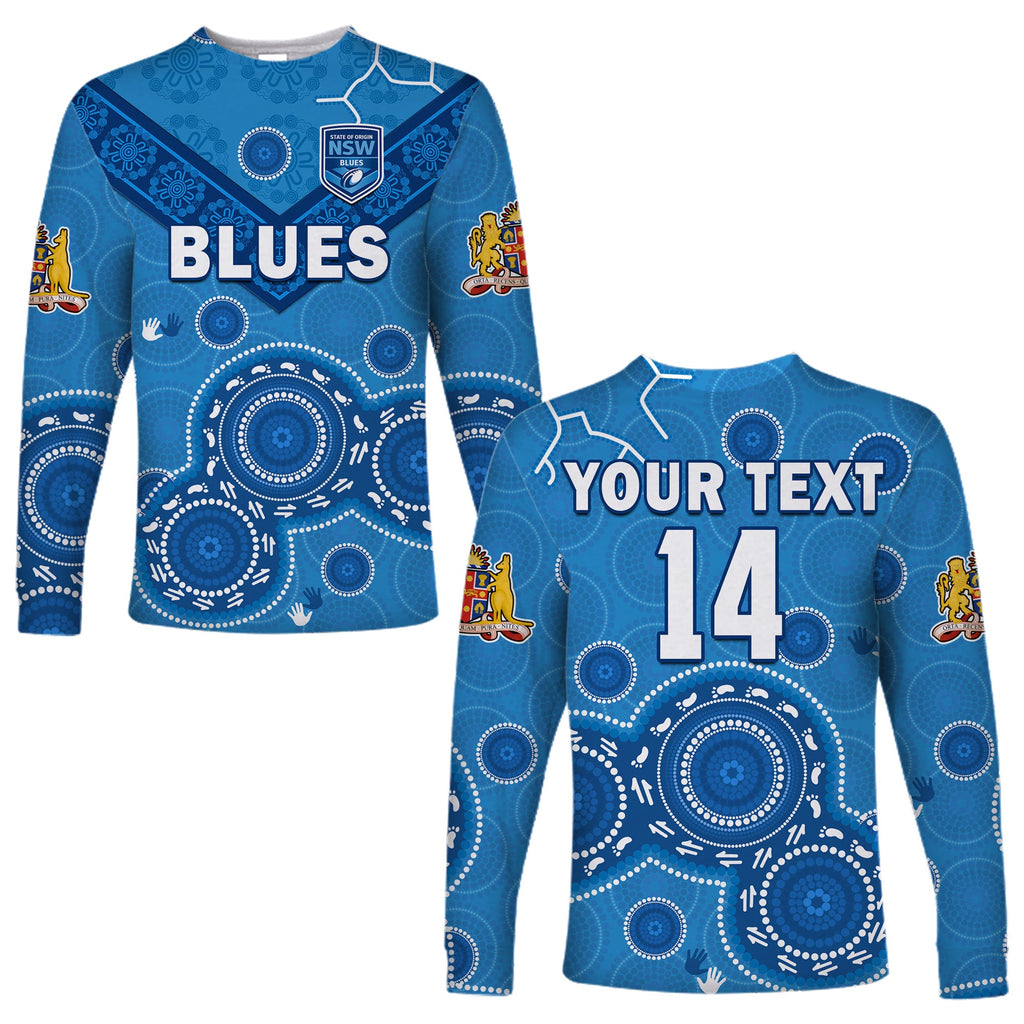 custom-text-and-number-nsw-blues-rugby-long-sleeve-shirt-new-south-wales-aboriginal-dot-painting-unique-version