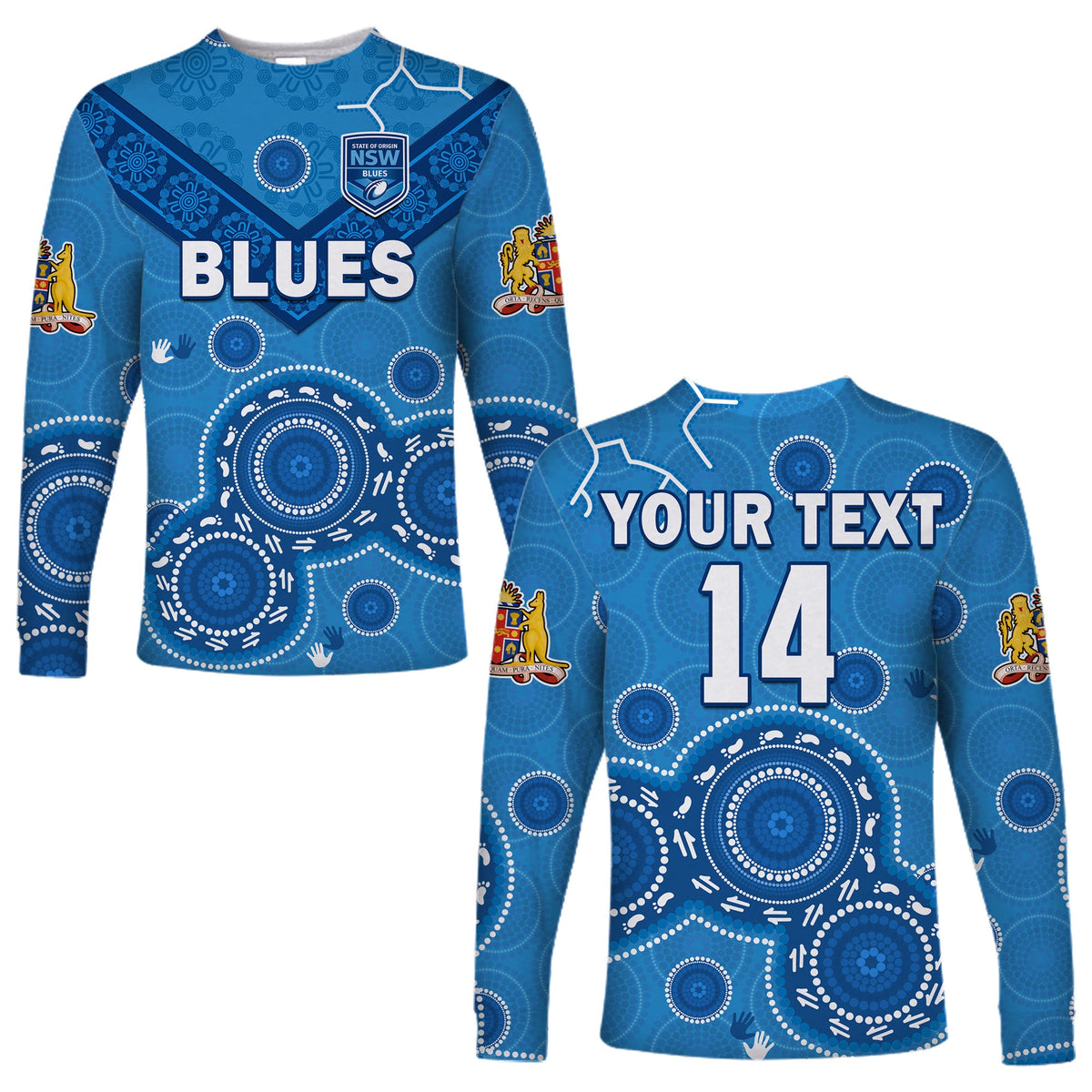 custom-text-and-number-nsw-blues-rugby-long-sleeve-shirt-new-south-wales-aboriginal-dot-painting-unique-version