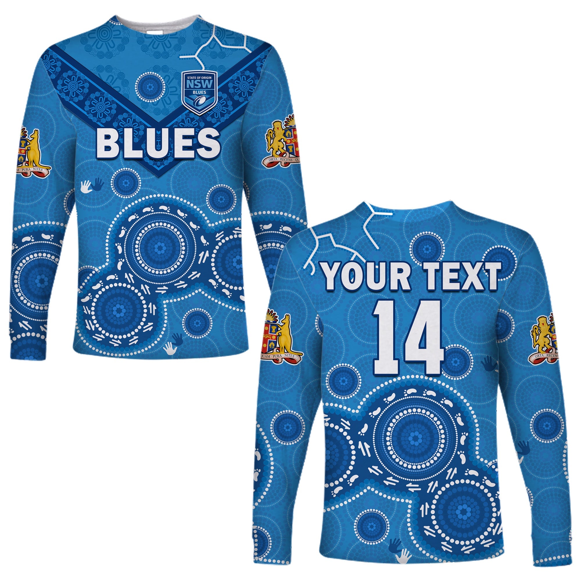 custom-text-and-number-nsw-blues-rugby-long-sleeve-shirt-new-south-wales-aboriginal-dot-painting-unique-version