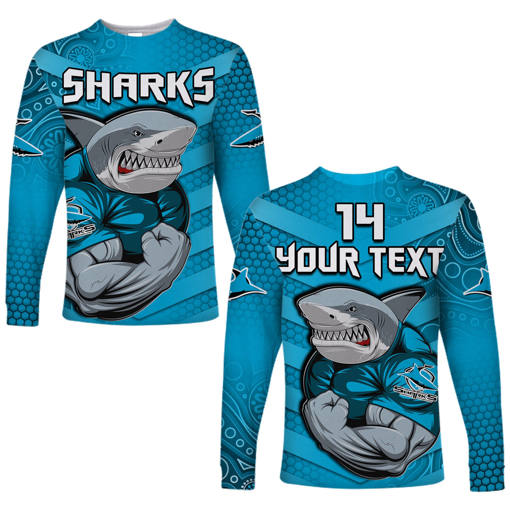 custom-text-and-number-sharks-rugby-long-sleeve-shirt-go-sharkies-aboriginal-sporty-version