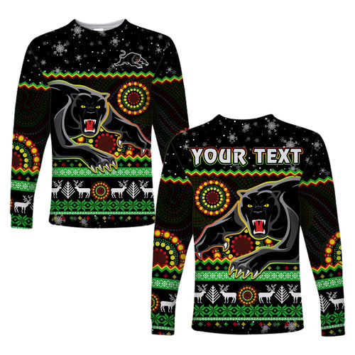 custom-personalised-panthers-christmas-long-sleeve-shirt-aboriginal-pattern-penrith-black-version