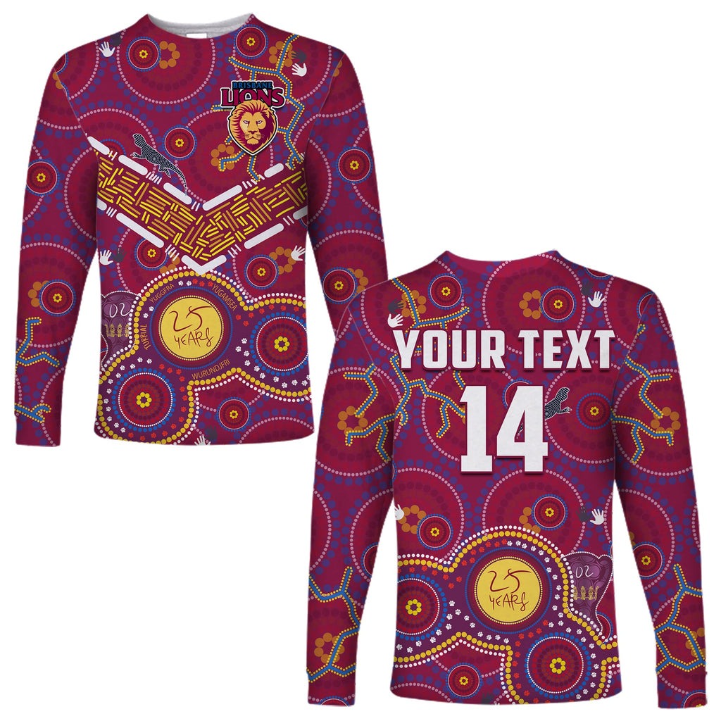 custom-text-and-number-brisbane-football-long-sleeve-shirt-indigenous-pattern-go-lions-unique-version