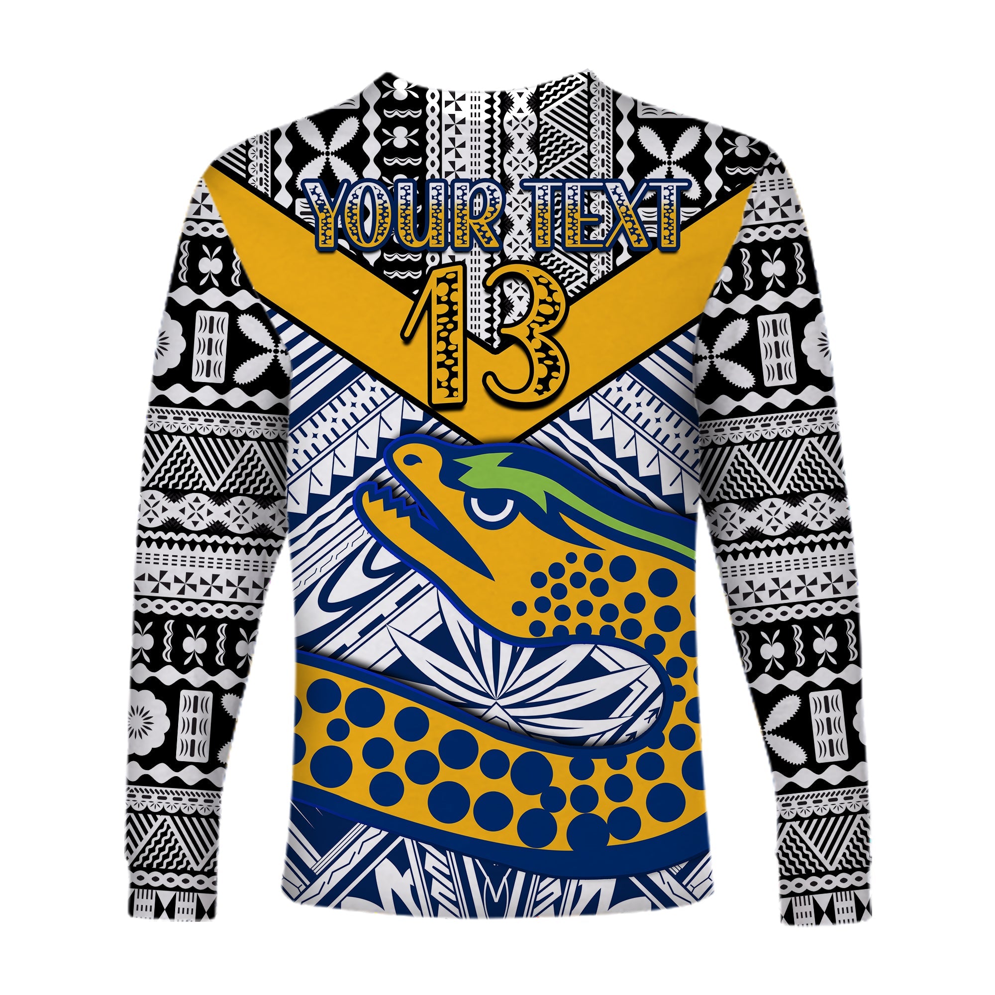 custom-text-and-number-eels-rugby-long-sleeve-shirt-polynesian-tapa-pattern-premiers