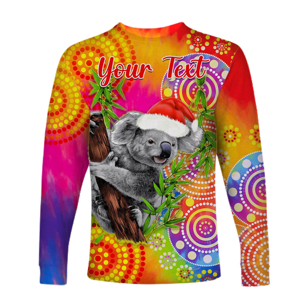 custom-personalised-australia-koala-aboriginal-long-sleeve-shirt-rainbow-tie-dye-merry-christmas