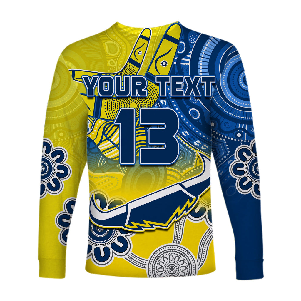 custom-text-and-number-cowboys-rugby-long-sleeve-shirt-aboriginal-boomerang-go-premiers-north-queensland