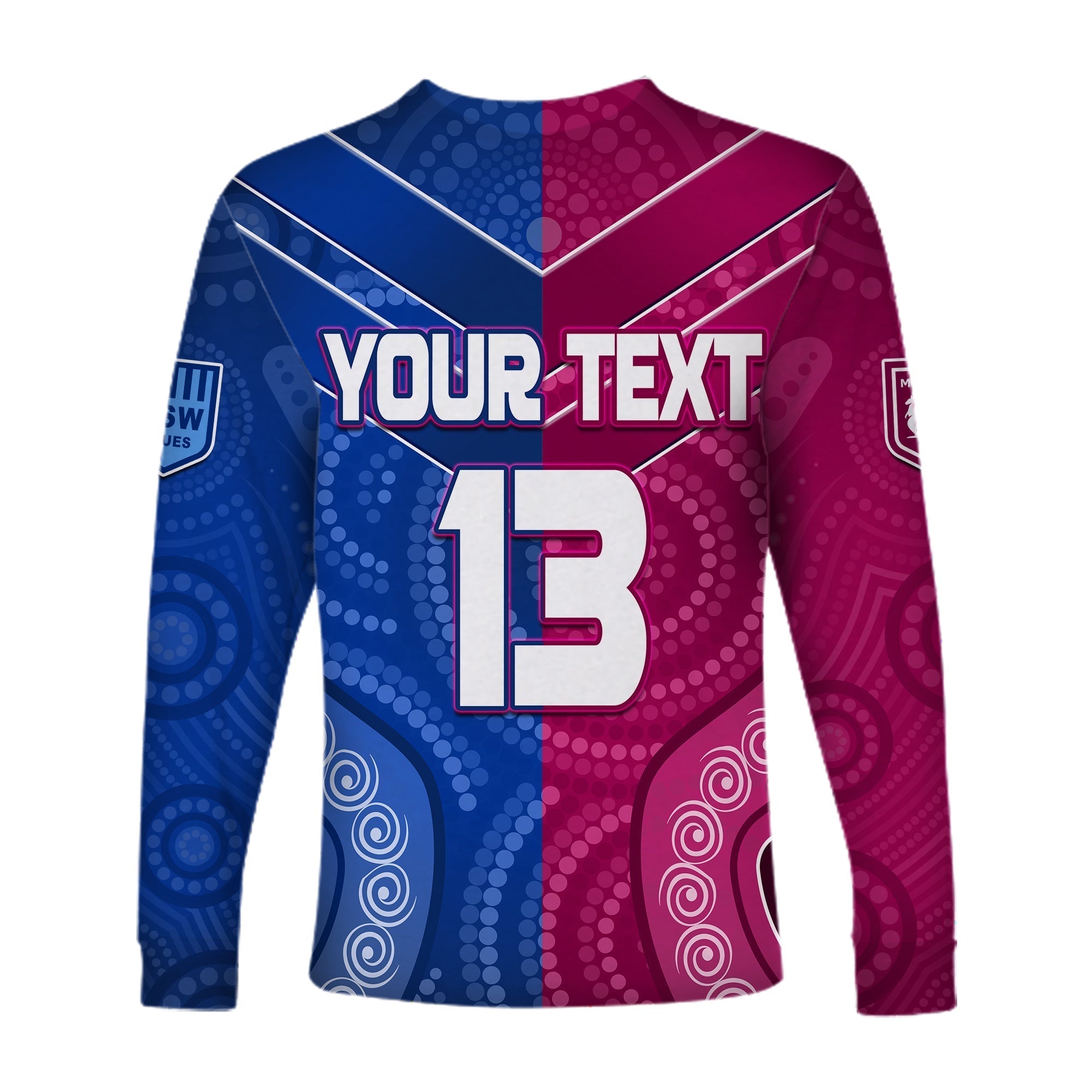 custom-text-and-number-blues-and-maroons-rugby-long-sleeve-shirt-origin-nsw-combine-queensland-aboriginal-australian-lt13
