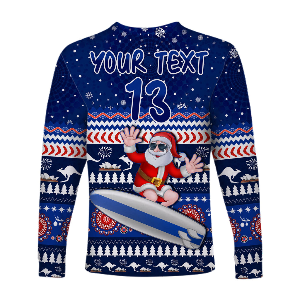custom-text-and-number-australia-christmas-long-sleeve-shirt-aussie-aboriginal-santa-claus-is-surfing-with-kangaroo