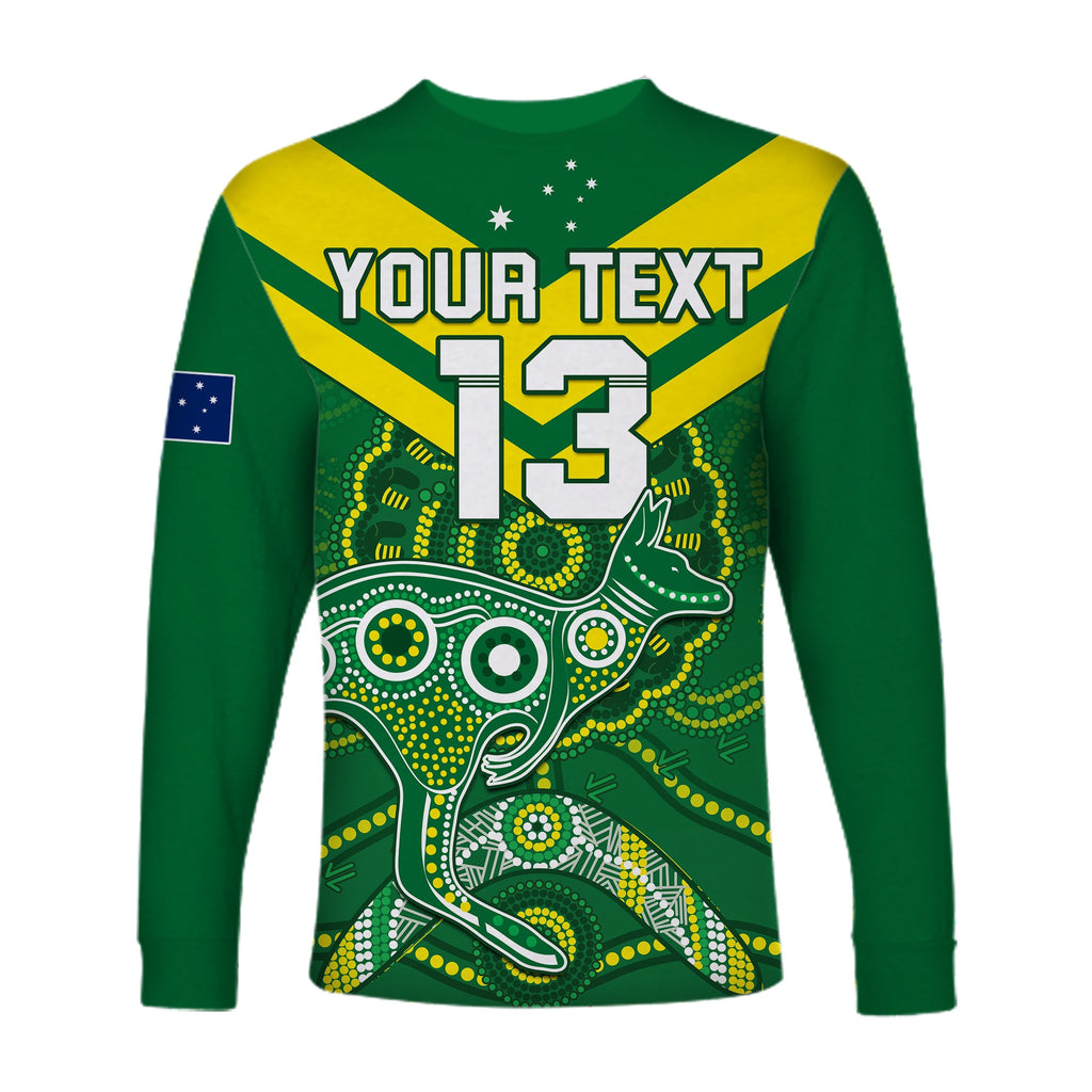 custom-text-and-number-australia-rugby-long-sleeve-shirt-kangaroos-boomerang-aboriginal