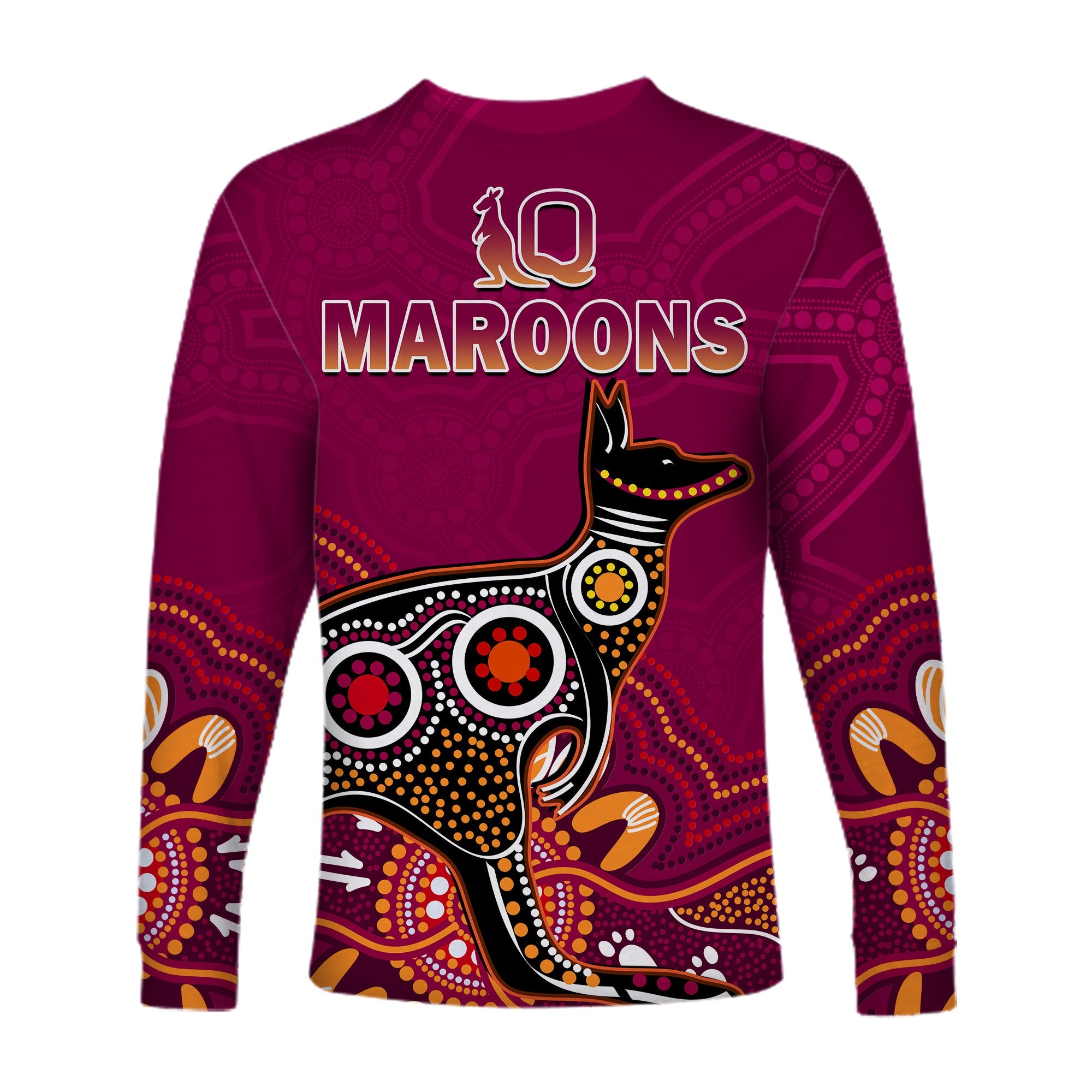 maroons-rugby-long-sleeve-shirt-queensland-kangaroo-aboriginal-dot-paintings