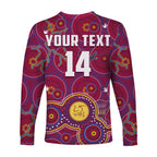 custom-text-and-number-brisbane-football-long-sleeve-shirt-indigenous-pattern-go-lions-unique-version