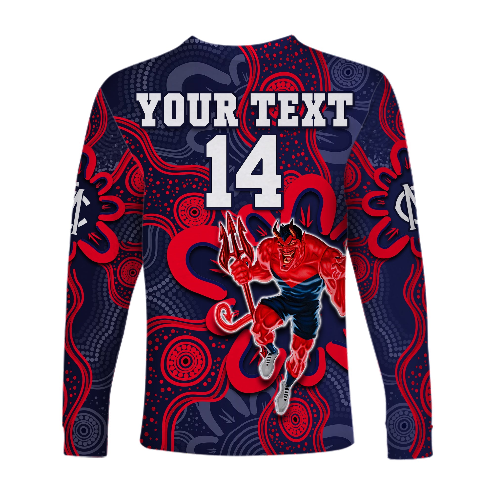 custom-text-and-number-demons-football-2022-long-sleeve-shirt-australian-aboriginal-dot-painting