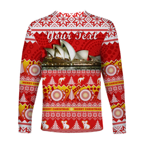 custom-personalised-australia-long-sleeve-shirt-sydney-opera-house-aboriginal-art-merry-christmas