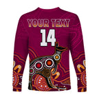 custom-text-and-number-maroons-rugby-long-sleeve-shirt-queensland-kangaroo-aboriginal-dot-paintings