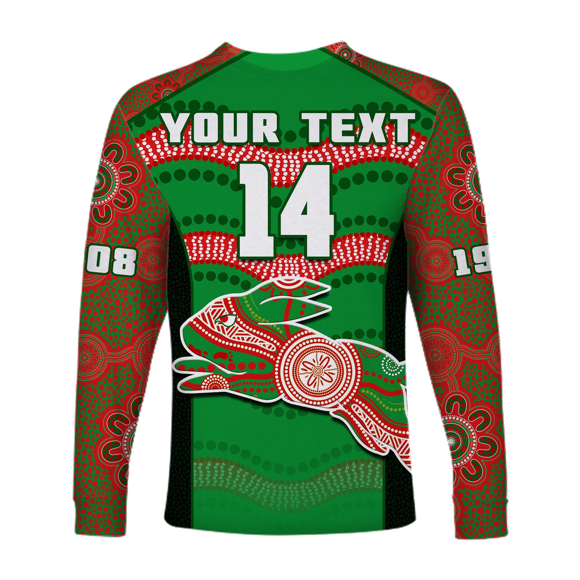 custom-text-and-number-rabbitohs-rugby-long-sleeve-shirt-souths-1908-aboriginal-dot-painting-go-bunnies