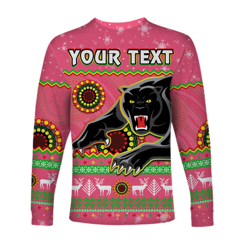 custom-personalised-panthers-christmas-long-sleeve-shirt-aboriginal-pattern-penrith-pink-version
