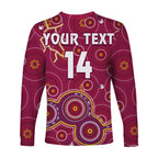 custom-text-and-number-maroons-rugby-long-sleeve-shirt-kangaroo-indigenous-pattern-unique-version
