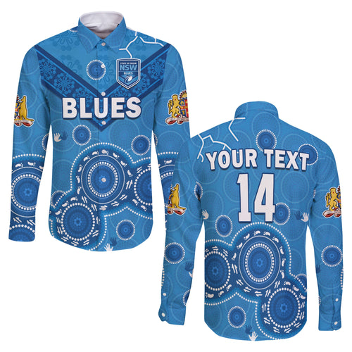 custom-text-and-number-nsw-blues-rugby-long-sleeve-button-shirt-new-south-wales-aboriginal-dot-painting-unique-version