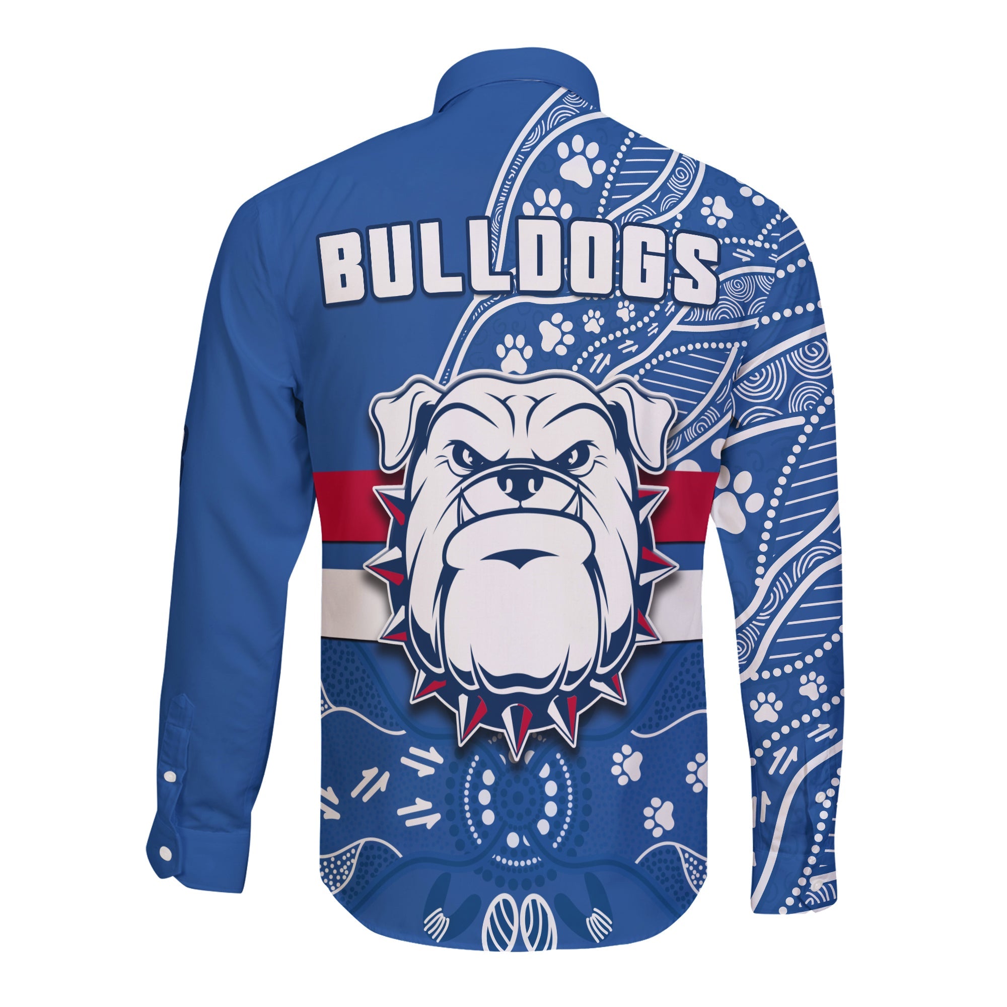 bulldogs-football-long-sleeve-button-shirt-scraggers-1877-aboriginal-dot-painting-newest-version