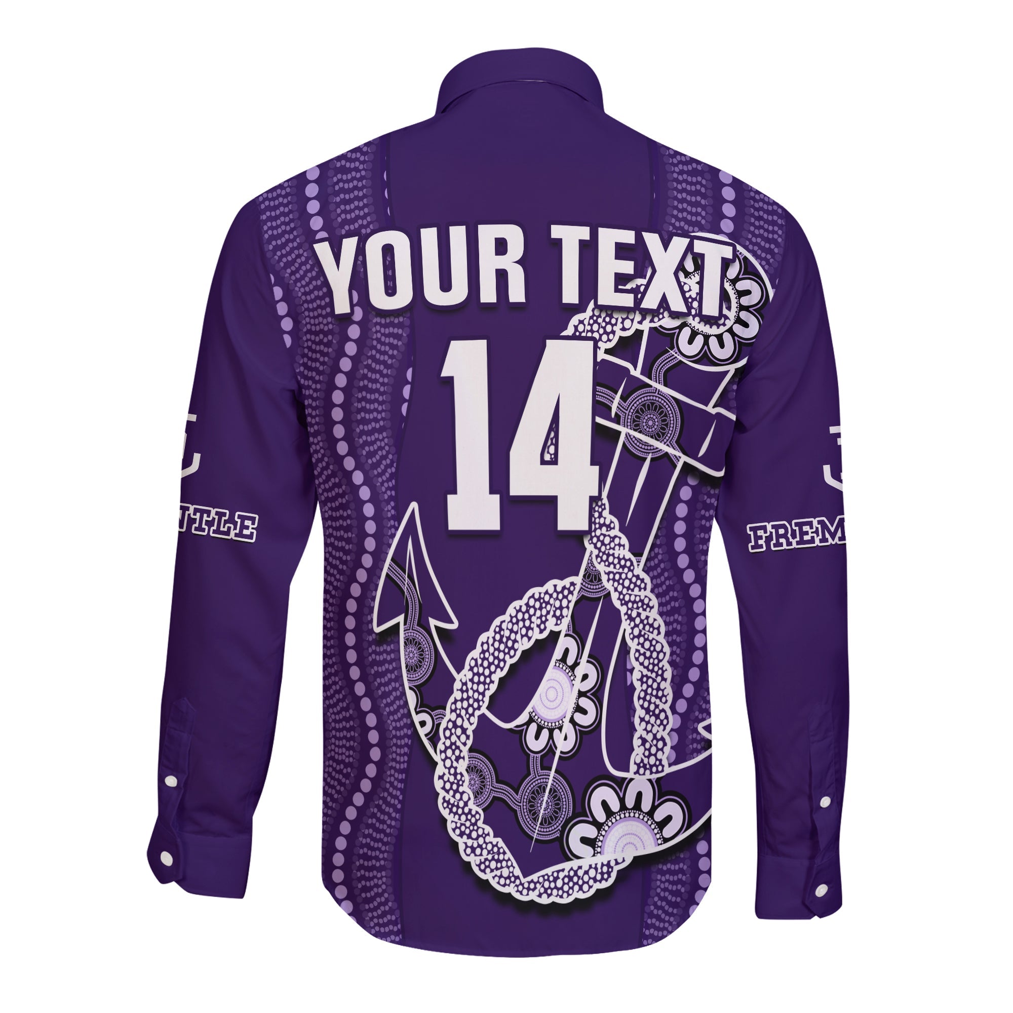custom-text-and-number-dockers-football-long-sleeve-button-shirt-fremantle-anchor-mix-aboriginal-pattern-dynamic-style