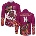 custom-text-and-number-maroons-rugby-long-sleeve-button-shirt-queensland-kangaroo-aboriginal-dot-paintings