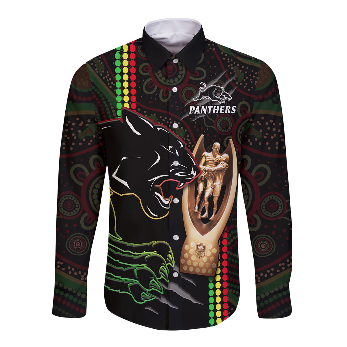 panthers-rugby-long-sleeve-button-shirt-the-riff-2022-premiers-aboriginal-art