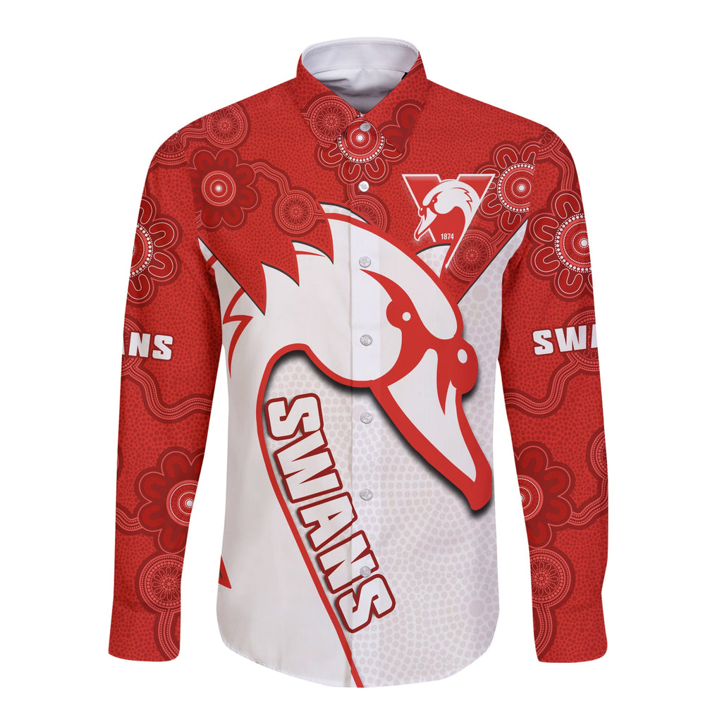 custom-text-and-number-sydney-football-long-sleeve-button-shirt-swans-1874-dot-painting-artsy