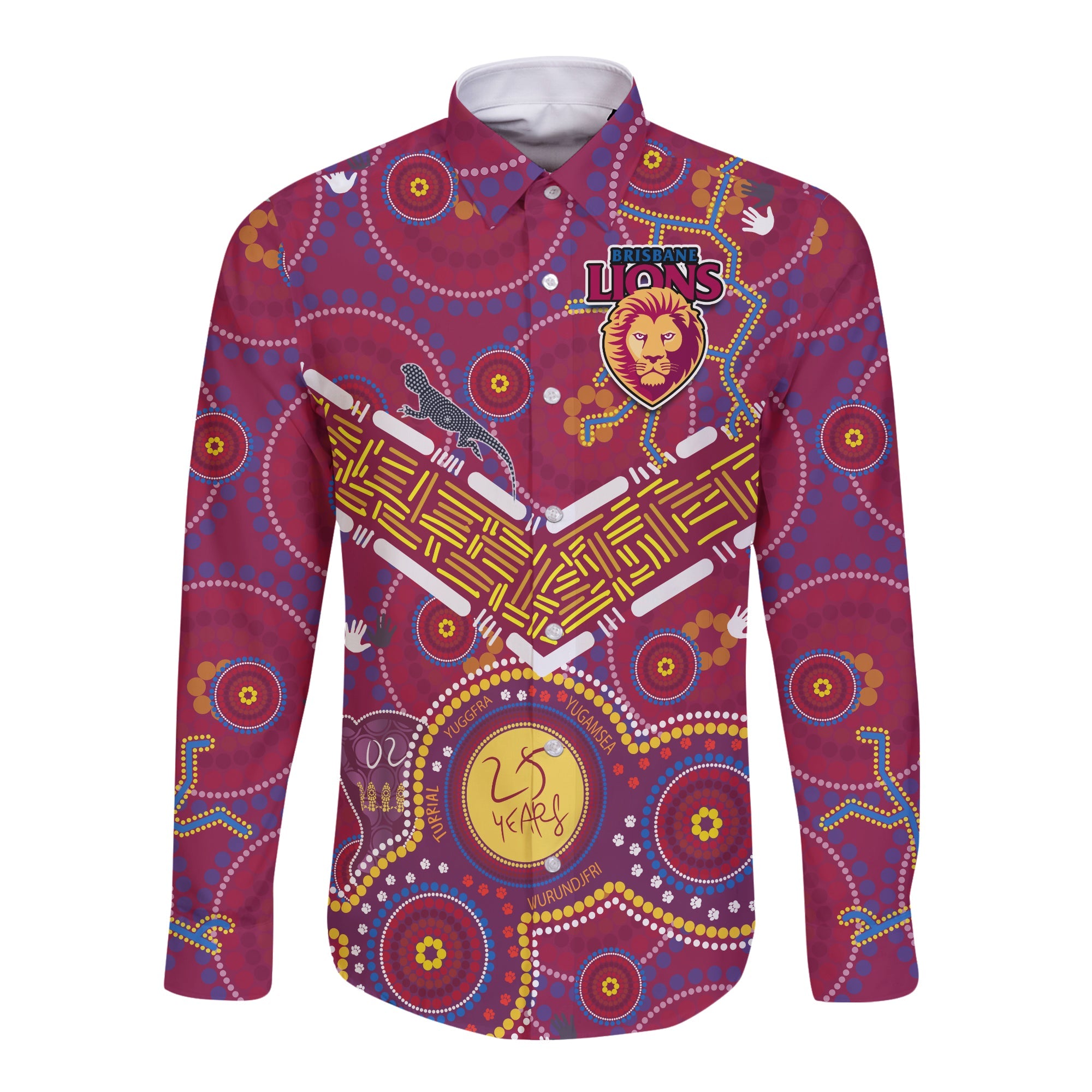 custom-text-and-number-brisbane-football-long-sleeve-button-shirt-indigenous-pattern-go-lions-unique-version