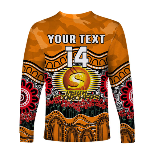custom-text-and-number-perth-scorchers-cricket-anzac-long-sleeve-shirt-poppy-aboriginal-camouflage
