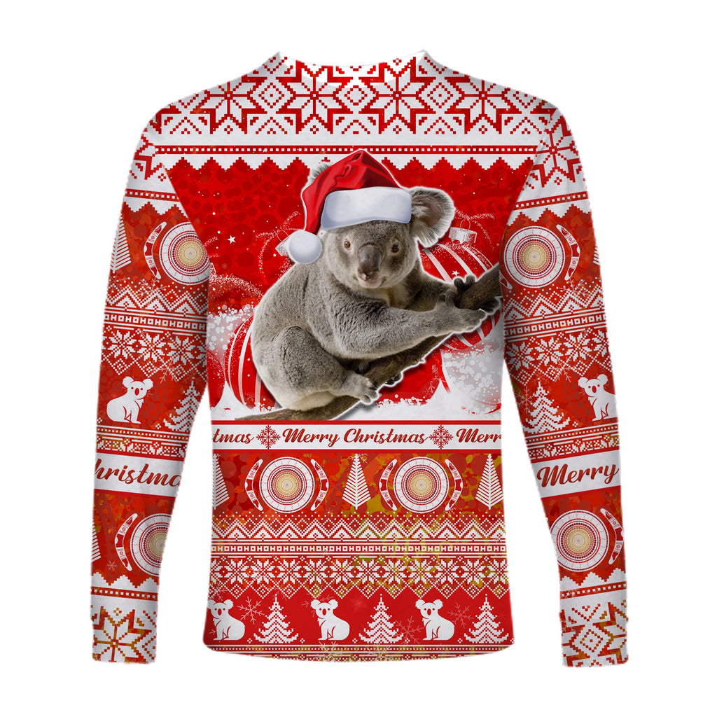 australia-long-sleeve-shirt-koala-aboriginal-painting-merry-christmas