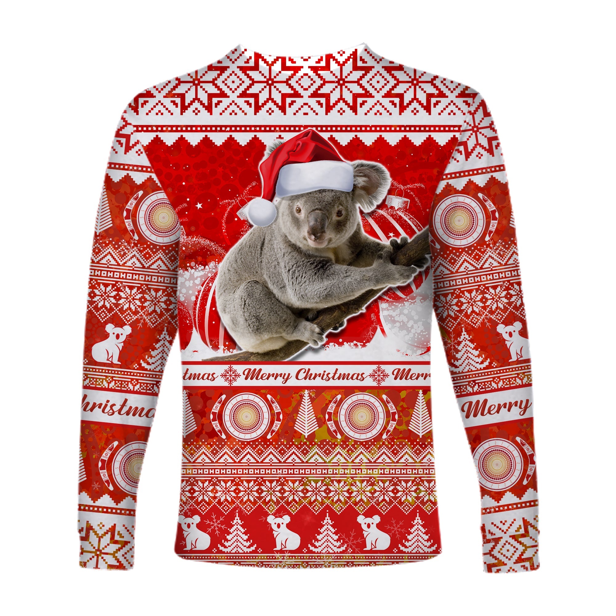 australia-long-sleeve-shirt-koala-aboriginal-painting-merry-christmas
