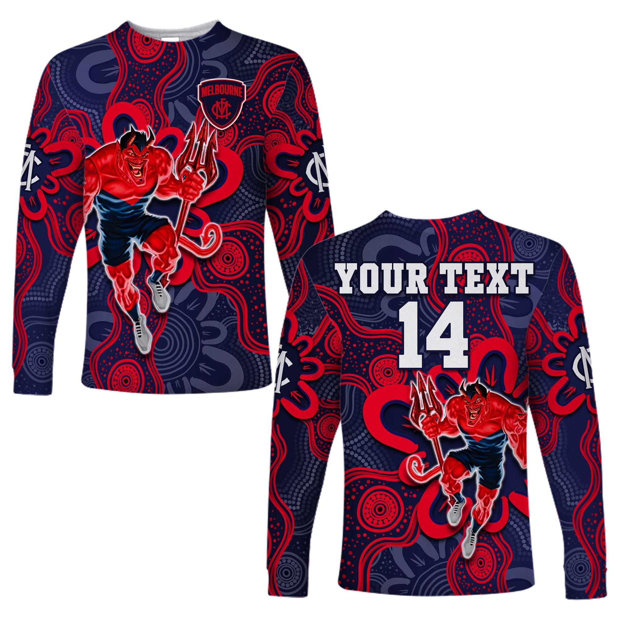 custom-text-and-number-demons-football-2022-long-sleeve-shirt-australian-aboriginal-dot-painting