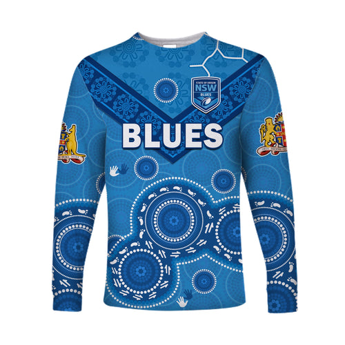 custom-text-and-number-nsw-blues-rugby-long-sleeve-shirt-new-south-wales-aboriginal-dot-painting-unique-version
